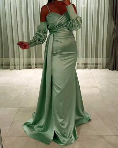 Mermaid Sage Satin Formal Dress