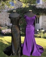 Load image into Gallery viewer, Lace Corset Top Mermaid Split Satin Dress

