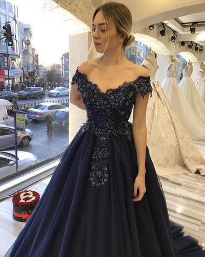 Navy Blue Tulle Dresses