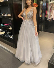 Load image into Gallery viewer, Silver Prom Dresses

