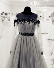 Load image into Gallery viewer, Silver Prom Dresses Long Sleeves
