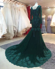 Load image into Gallery viewer, Long Sleeves V-neck Lace Prom Mermaid Dresses
