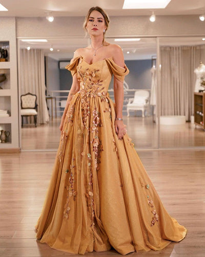 Long Prom Dresses Gold