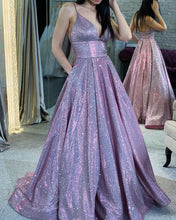 Load image into Gallery viewer, Purple Prom Dresses Glitter
