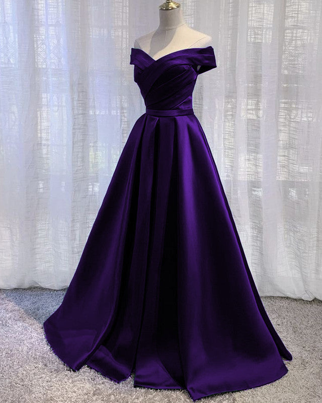 strapless open back dress Lilac Purple Long A-Line Prom Dress with Puff Sleeves Lilac / Large main image 1