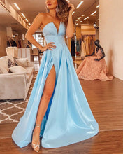Load image into Gallery viewer, Strapless Prom Long Dresses Side Split
