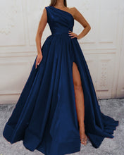 Load image into Gallery viewer, Navy Blue Prom Dresses One Shoulder
