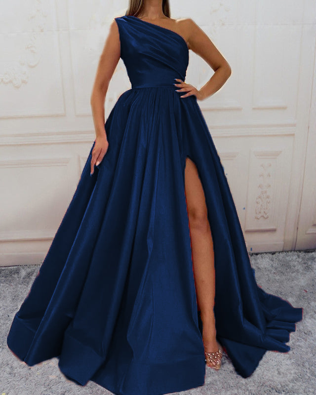 One Shoulder Prom Dresses Satin Split One Shoulder Prom Dresses Satin Split