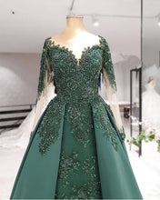 Load image into Gallery viewer, Long Sleeves Mermaid Prom Dresses Sweep Train Lace Beaded
