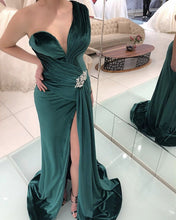Load image into Gallery viewer, Mermaid Velvet Prom Dresses One Shoulder Side Split-alinanova
