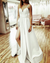 Load image into Gallery viewer, Long Satin Formal Dresses Spaghetti Straps Prom Gowns
