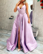 Load image into Gallery viewer, Lilac Satin Prom Dress
