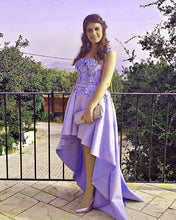 Load image into Gallery viewer, High Low Prom Dresses Lace Flowers Spaghetti Straps-alinanova
