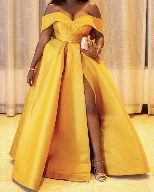 yellow plus size formal dresses Mermaid Yellow prom 2023 with Sparkly Beaded Crystal Embellishments, Size, Sweep Train, Front Split Mauve Pink/Gold /Royal Final Sale Plus Size Sleeveless