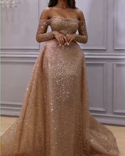 Load image into Gallery viewer, Glitter Prom Dresses Long Sleeves Off The The Shoulder
