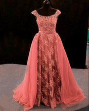 Load image into Gallery viewer, Lace Mermaid Prom Dresses Spaghetti Straps Removable Train
