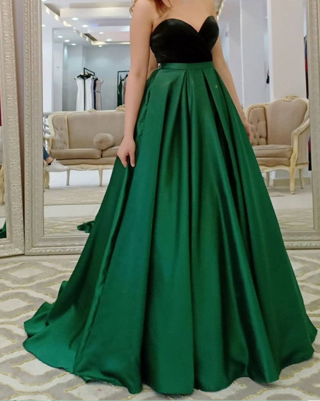 Velvet Sweetheart Prom Dresses Satin Empire Waist-alinanova