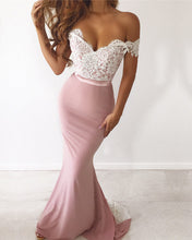 Load image into Gallery viewer, Mermaid Ivory Lace Appliques Off Shoulder Dress
