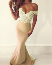 Load image into Gallery viewer, Mermaid Ivory Lace Appliques Off Shoulder Dress
