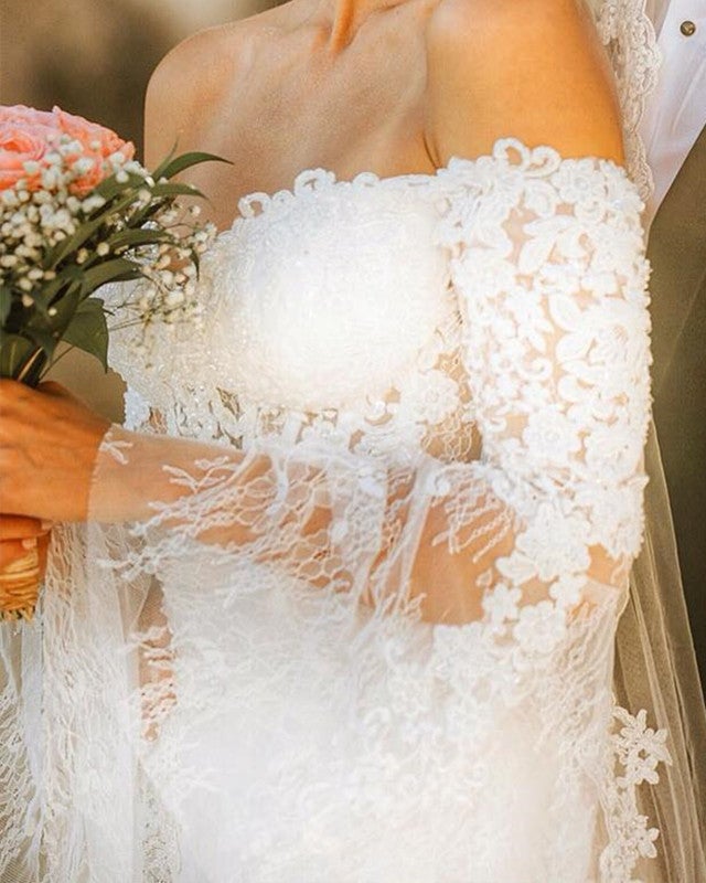 Puffy Sleeves Lace Mermaid Cottagecore Wedding Dress Puffy Sleeves Lace Mermaid Cottagecore Wedding Dress