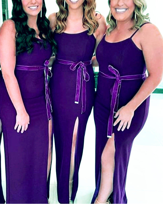 Purple Sheath Bridesmaid Dresses