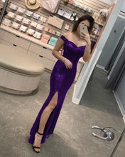 Load image into Gallery viewer, Purple Sequin Mermaid Prom Dresses 2020
