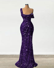 Load image into Gallery viewer, Mermaid Purple Sequin Prom Dress

