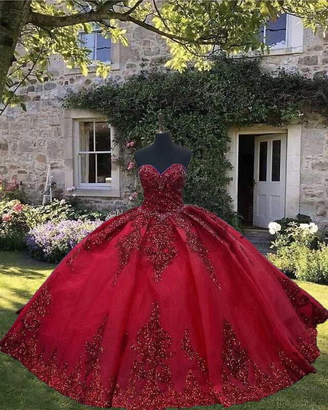 dark red quince dresses Sparkly Beaded Quinceanera Dress Gold Beads vestido de 15 anos anos quinceanera colorful puffy dresses Ball Gown Tulle Cape Red