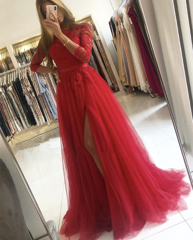 Modest Lace Appliques Nude Pink Tulle Bridesmaid Dresses With Sleeves