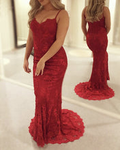 Load image into Gallery viewer, Red Lace Prom Dresses
