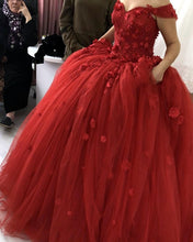 Load image into Gallery viewer, Red Quinceanera Dresses Off The Shoulder
