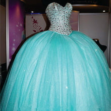 Load image into Gallery viewer, Rhinestone Beaded Sweetheart Ice Organza Quinceanera Dresses Ball Gowns 2017-alinanova
