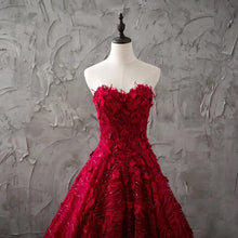 Load image into Gallery viewer, Romantic Burgundy Lace Embroidery Sweetheart Wedding Dresses Princess
