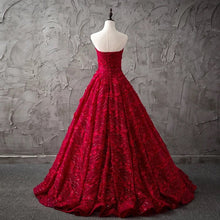 Load image into Gallery viewer, Romantic Burgundy Lace Embroidery Sweetheart Wedding Dresses Princess
