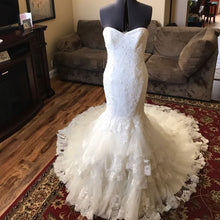 Load image into Gallery viewer, Romantic Sweetheart Bodice Corset Lace Mermaid Wedding Dress With Ruffles Skirt
