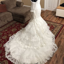 Load image into Gallery viewer, Romantic Sweetheart Bodice Corset Lace Mermaid Wedding Dress With Ruffles Skirt
