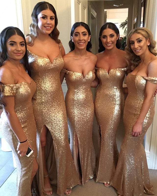 Rose Gold Sequin Mermaid Bridesmaid Dresses