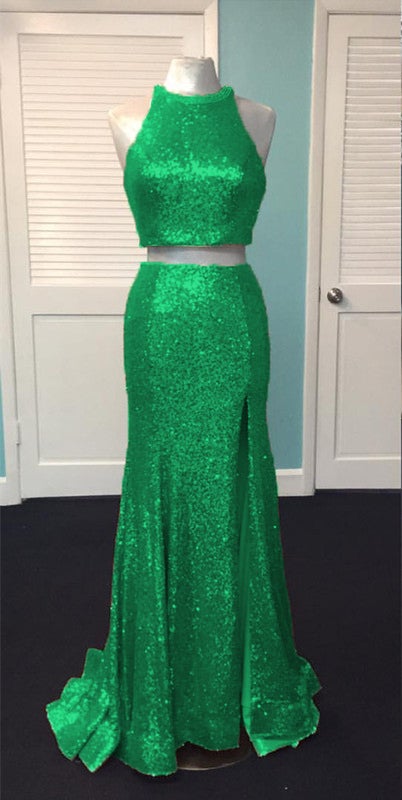 Two Piece Sequin Mermaid Prom Dresses Open Back alinanova Two Piece Sequin Mermaid Prom Dresses Open Back alinanova