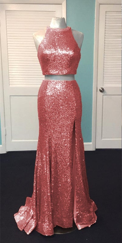 Two Piece Sequin Mermaid Prom Dresses Open Back alinanova Two Piece Sequin Mermaid Prom Dresses Open Back alinanova