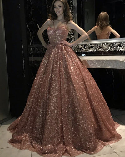 Rose Gold Prom Dresses Glitter Tulle