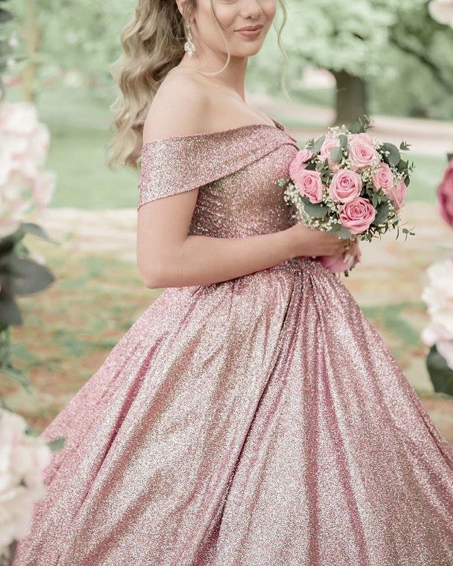 White And Rose Gold Pink Sequin Wedding Dress Bling Bling Champagne Wedding Dresses 2019 A Line White And Rose Gold Pink Sequin Wedding Dress Bling Bling Champagne Wedding Dresses 2019 A Line