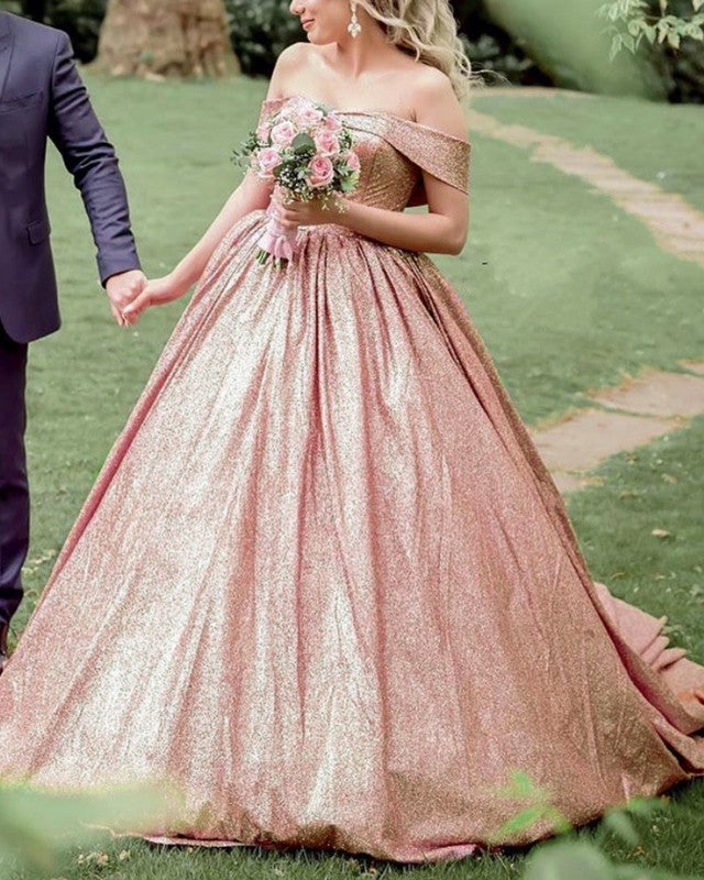 Sparkling Rose Gold Wedding Dress | Rose Gold Bridal Gown alinanova Sparkling Rose Gold Wedding Dress | Rose Gold Bridal Gown alinanova