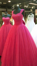 Load image into Gallery viewer, Rose Pink Tulle Sweetheart Evening Dresses Ball Gowns Floor Length
