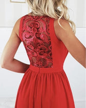 Load image into Gallery viewer, Round Neck Chiffon Long Split Prom Dresses With Lace Back
