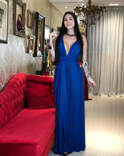 Load image into Gallery viewer, Chiffon Bridesmaid Dresses Plunge Neck Open Back
