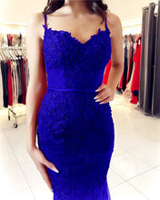 Load image into Gallery viewer, Royal Blue Lace Mermaid Prom Dresses 2020
