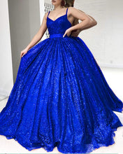 Load image into Gallery viewer, Royal Blue Prom Dresses Sparkly
