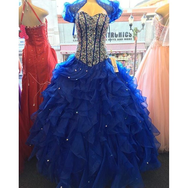 Royal Blue Quinceanera Dresses Crystal Beaded Ball Gown – alinanova
