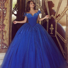 Load image into Gallery viewer, Royal Blue Tulle Cinderella Quinceanera Dresses Ball Gowns

