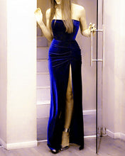 Load image into Gallery viewer, Royal Blue Mermaid Velvet Bridesmaid Dress
